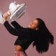 Woman Holding Fan