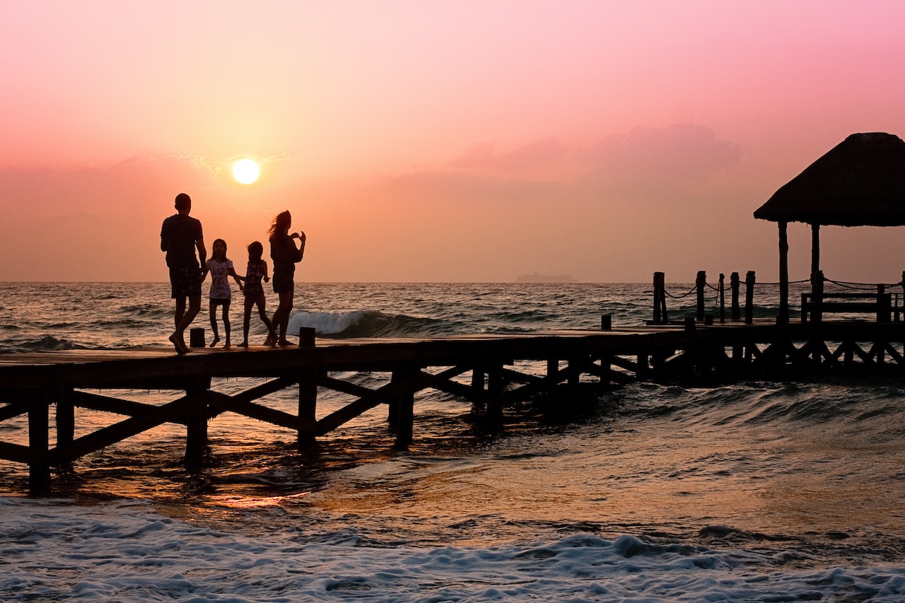 family on beach