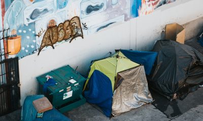 tent on street sidewalks