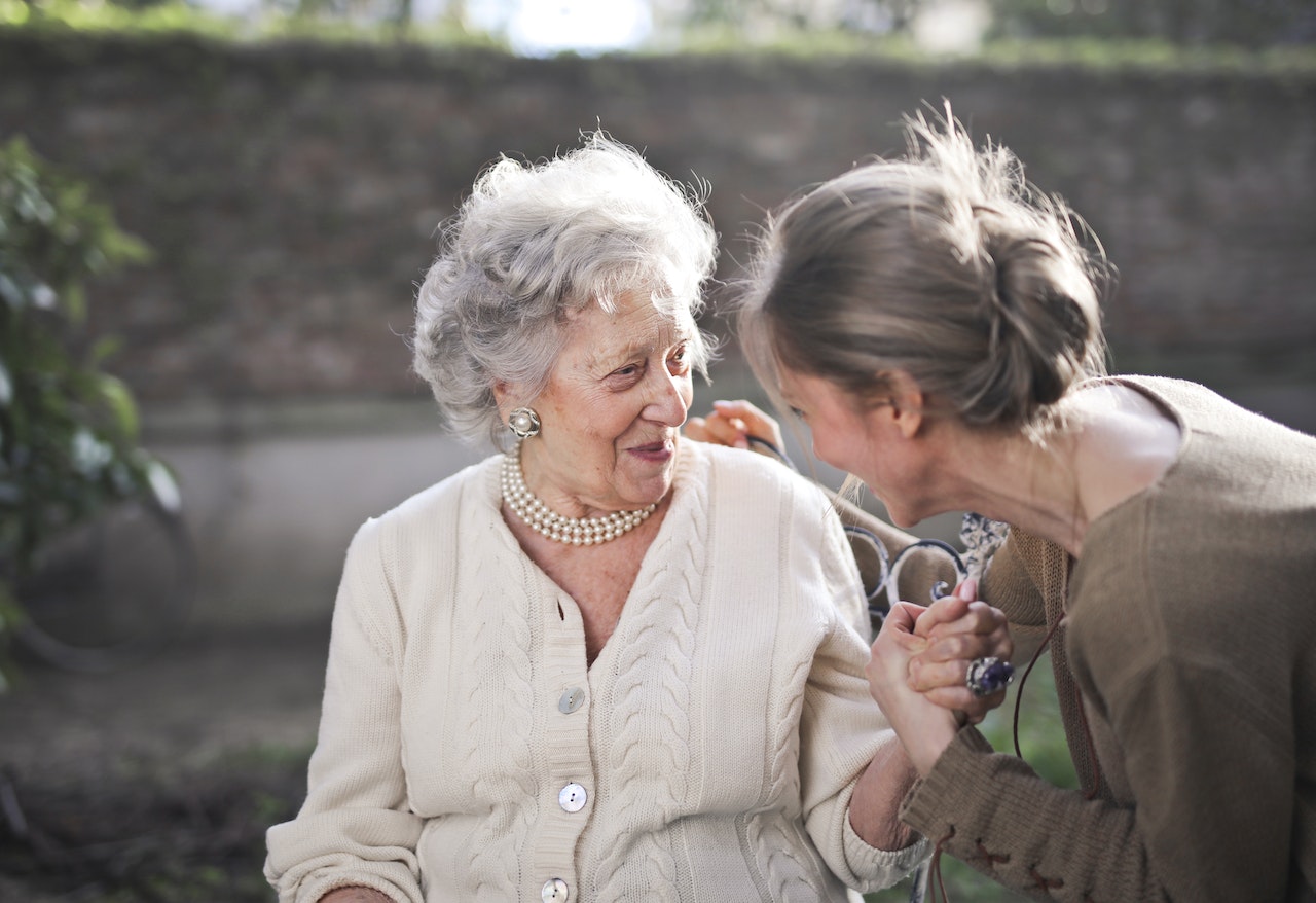 woman talking to grandmother