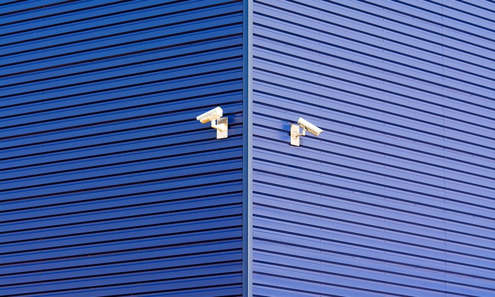 CCTV on Blue Wall