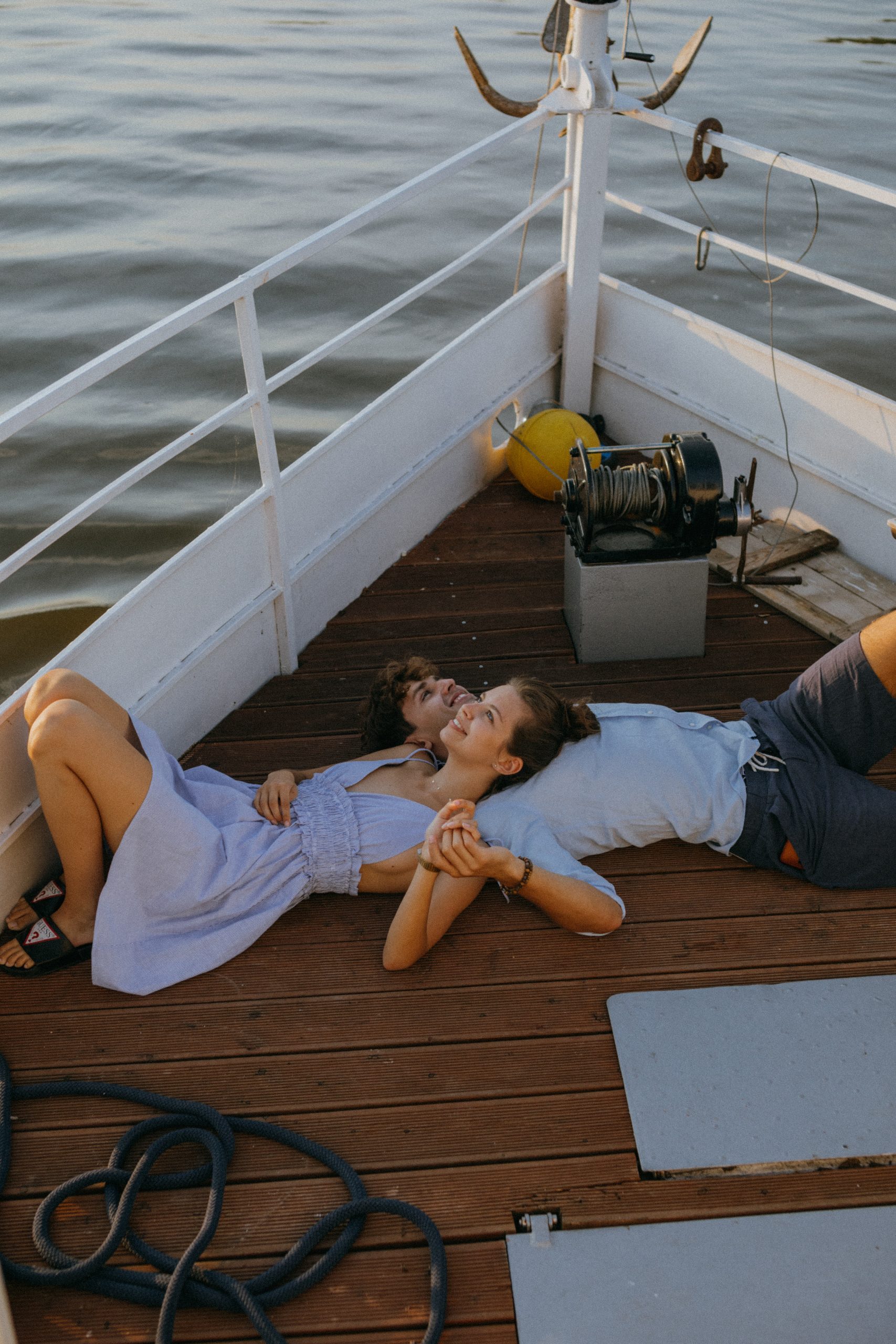 A Romantic Couple Lying on a Yacht