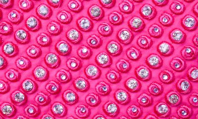 Diamonds Sewed on Pink Fabric