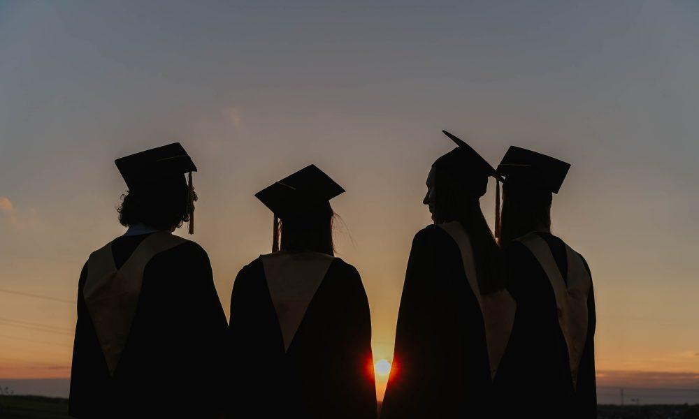 Silhouette of People Wearing Graduation Gown