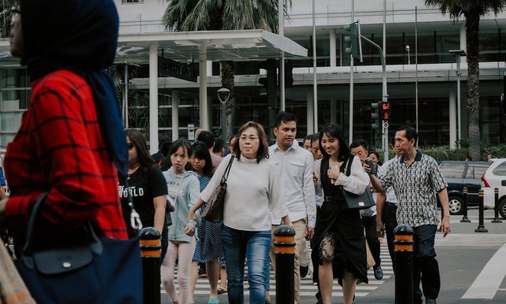 pedestrians crossing road