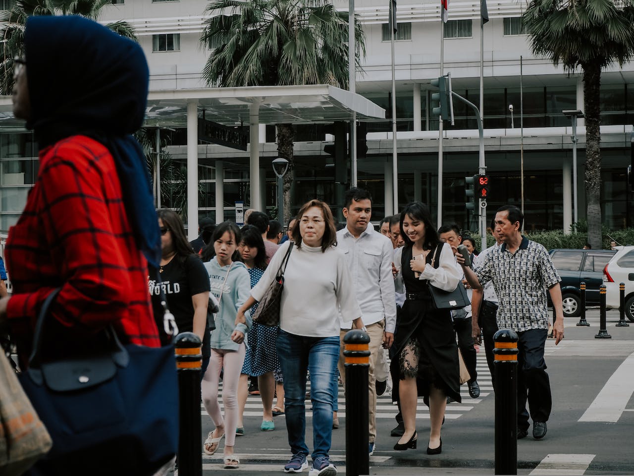 pedestrians crossing road