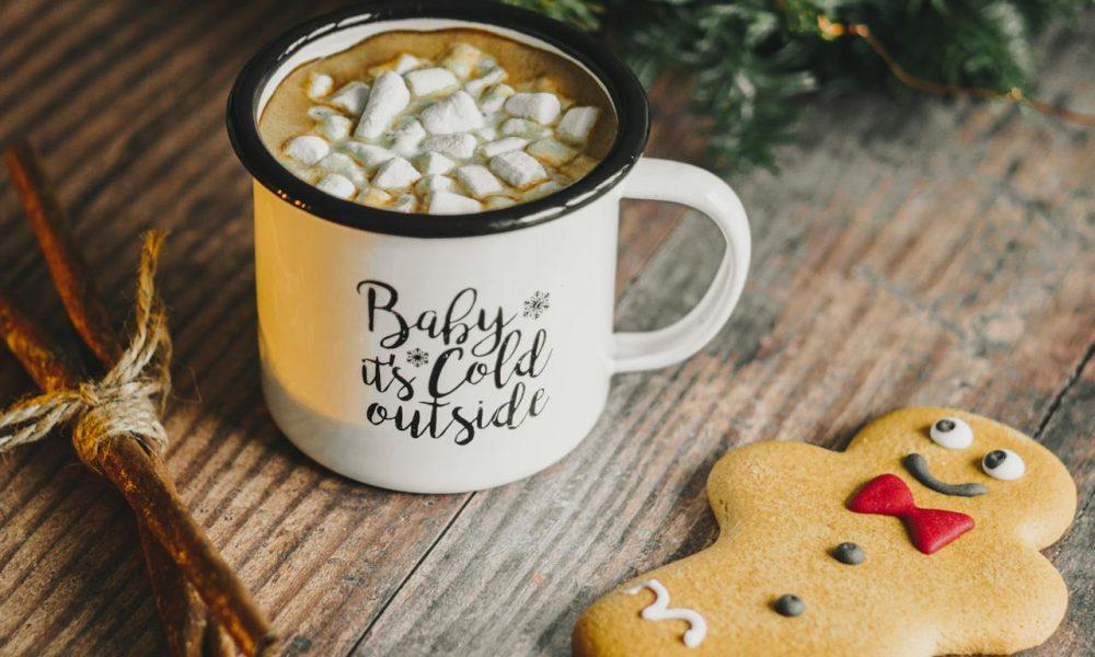 hot chocolate mug and gingerbread man