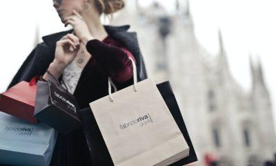 woman holding shopping bags