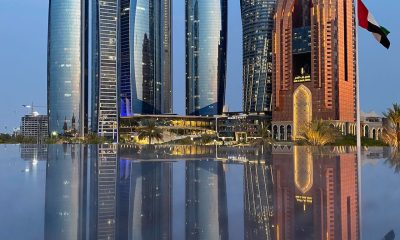 Contemporary skyscrapers placed near water