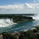 A view of the American, Bridal Veil and Horseshoe Falls from the Presidential Suite of the Sheraton Fallsview Hotel, Niagara Falls, Ontario, Canada.