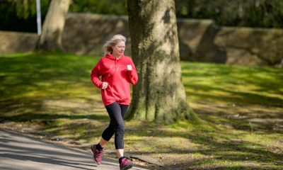 middle aged woman running