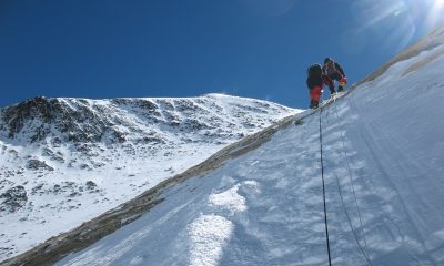 Climbers below the Geneva Spur