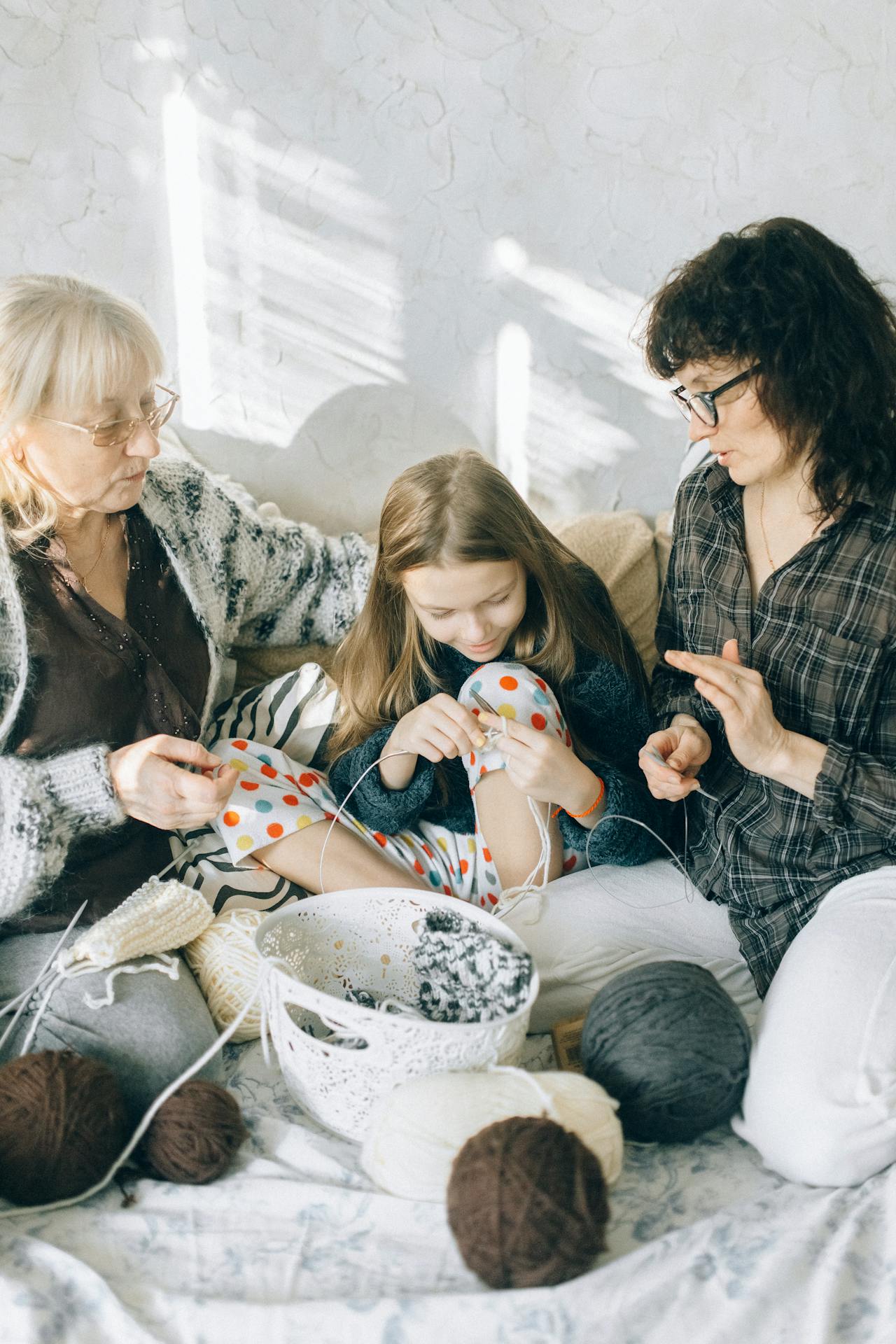 girl with mother and grandmother