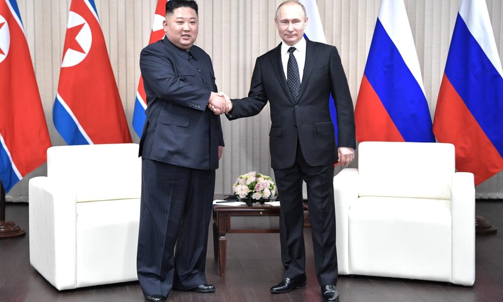 North Korean Leader Kim Jong Un (left) and Russian President Vladimir Putin (right), April 2019.