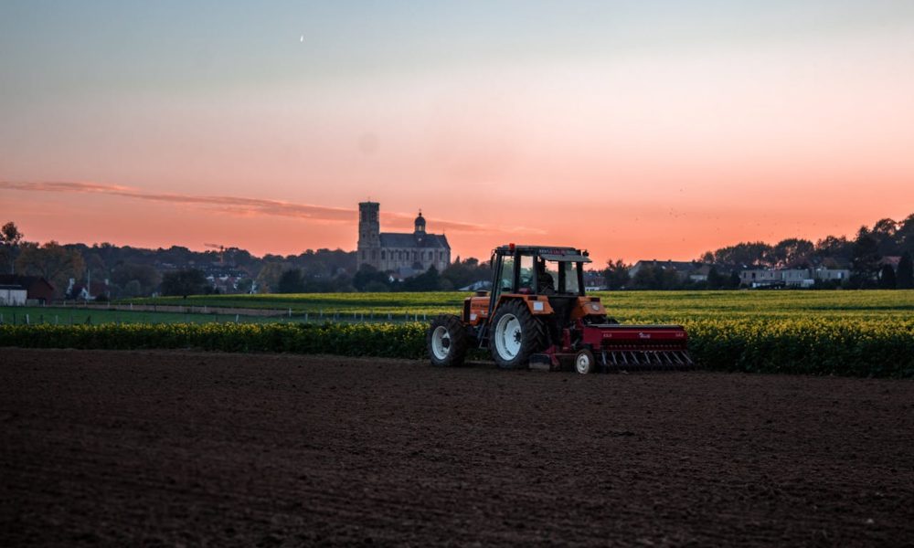 tractor on grass field