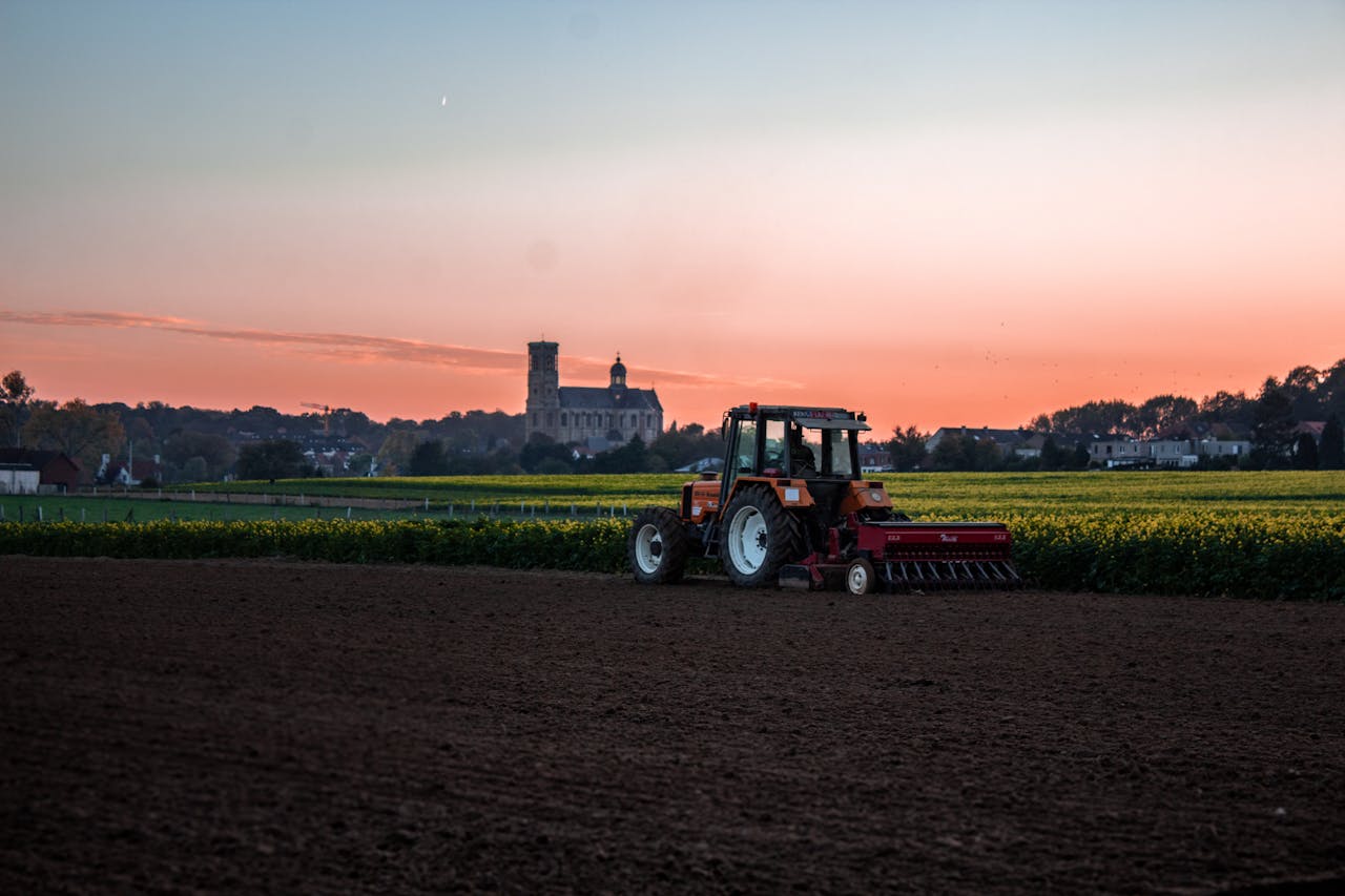 tractor on grass field