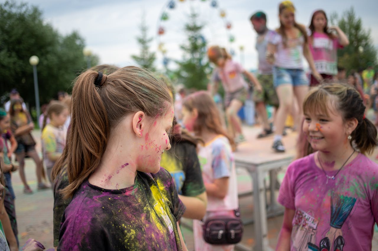 girls playing on a festival