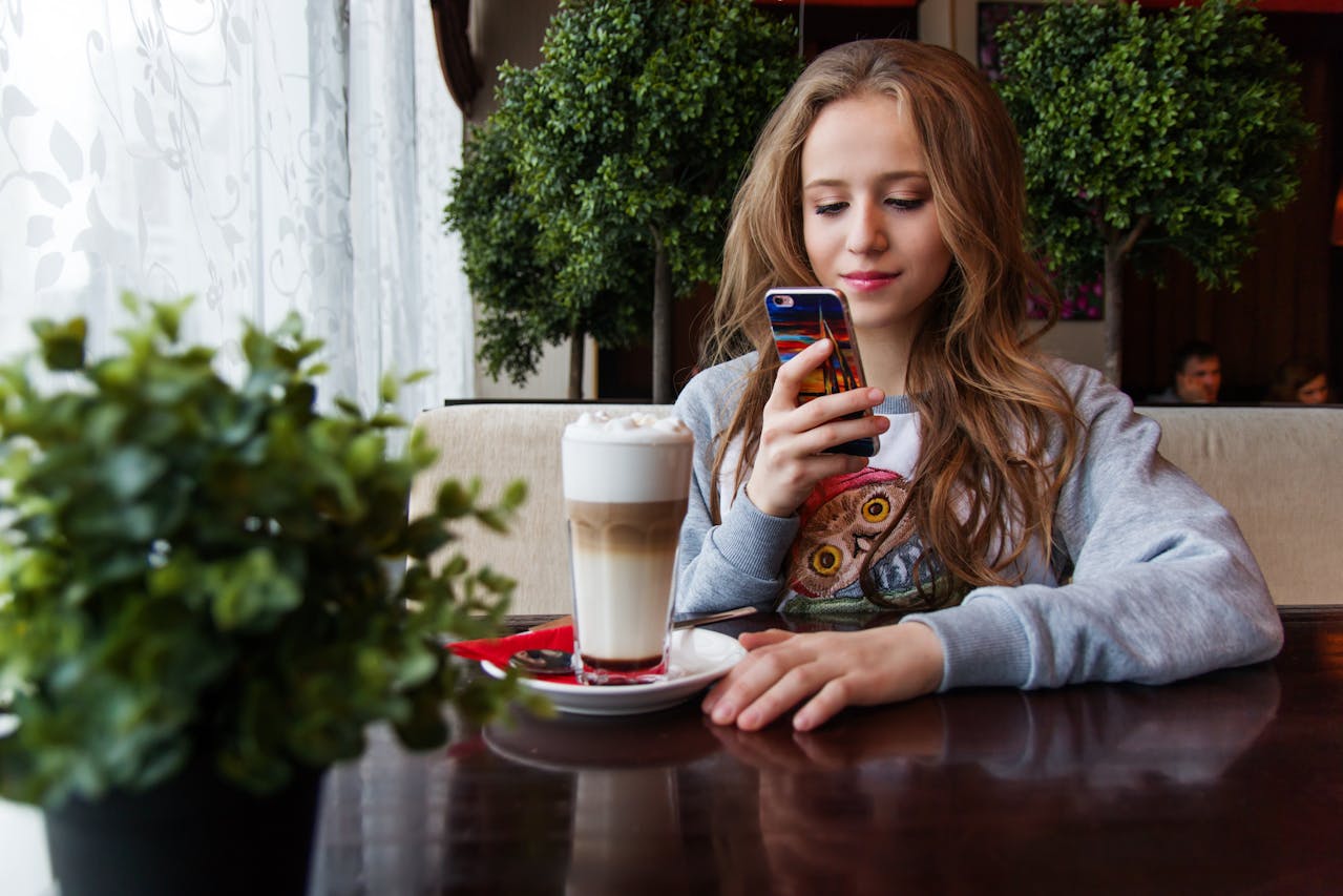 girl using phone