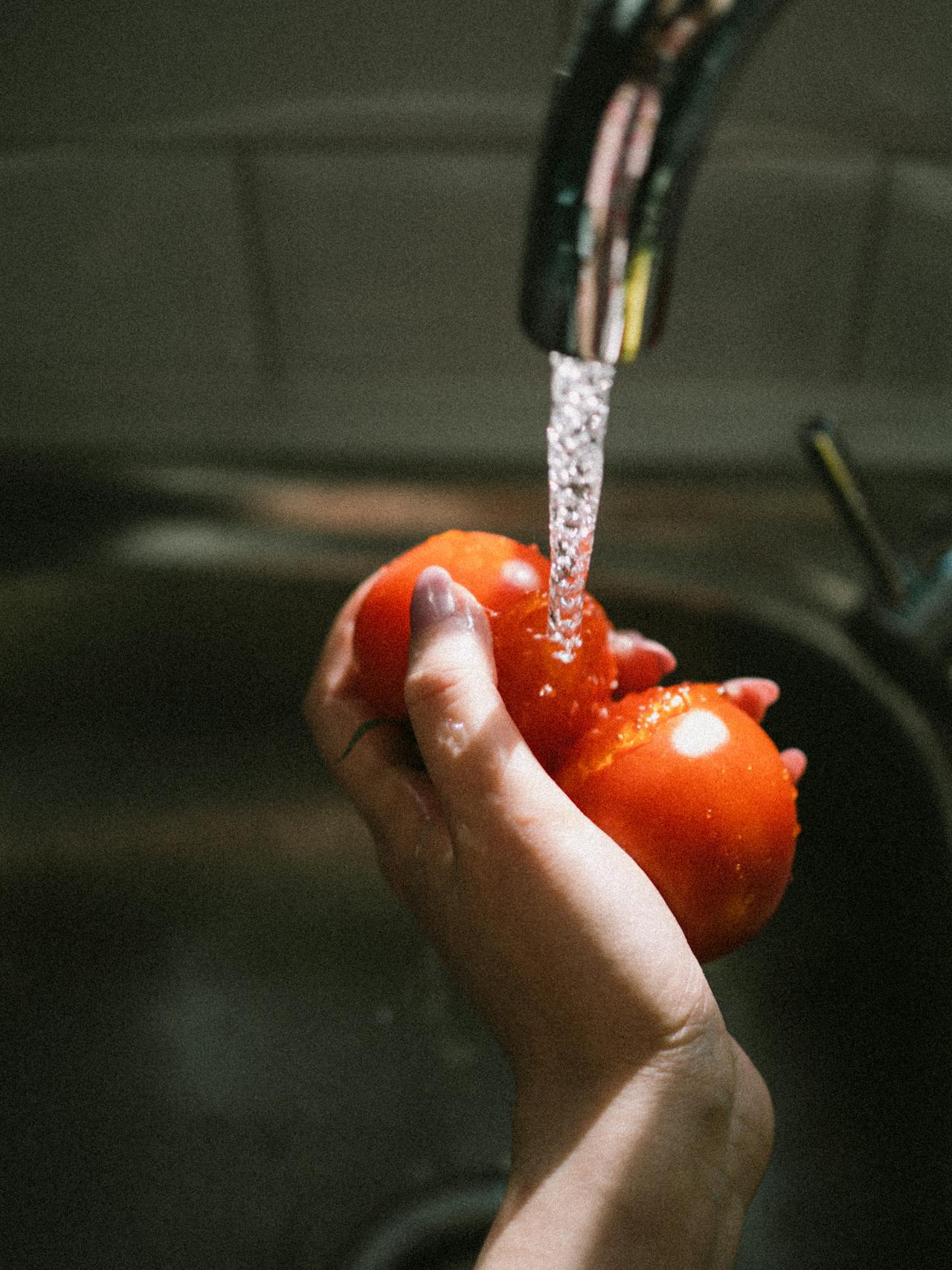 washing vegetables