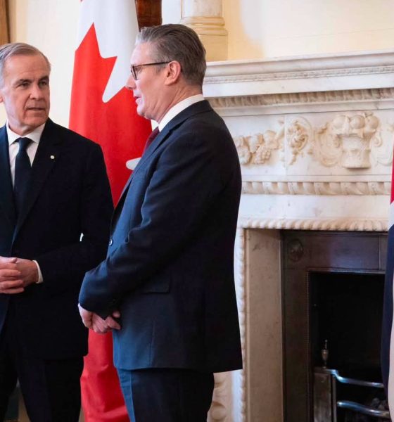 Prime Minister Mark Carney and Prime Minister Keir Starmer make short statements to the media, inside 10 Downing Street, London. 16 March 2026. Photo by Daniel Pereira Office of the Prime Minister of Canada